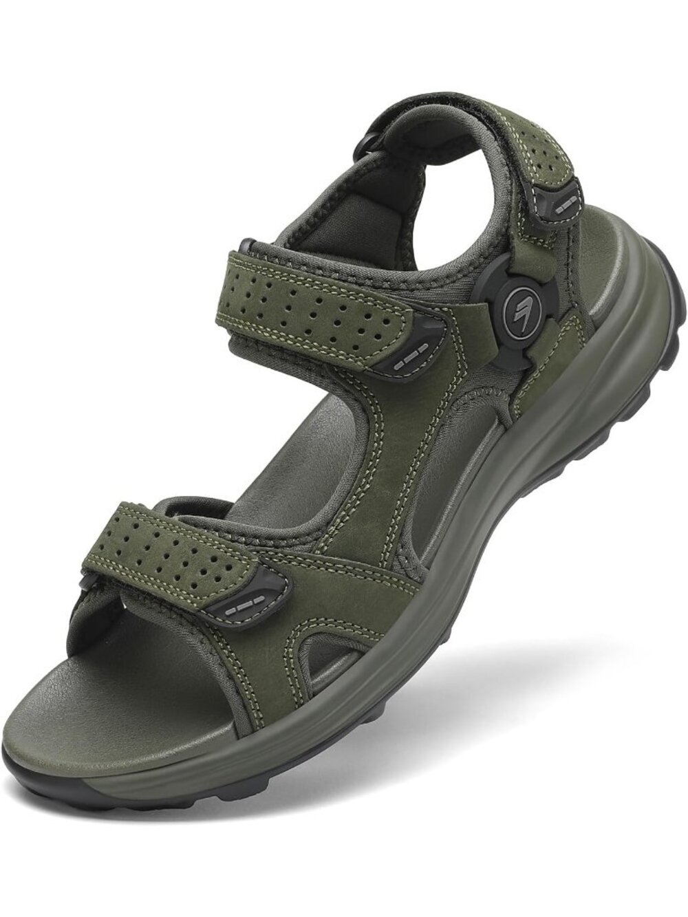Men's Green Athletic Hiking Open Toe Leather Walking Sport Sandals Shoes - Picture 1 of 6